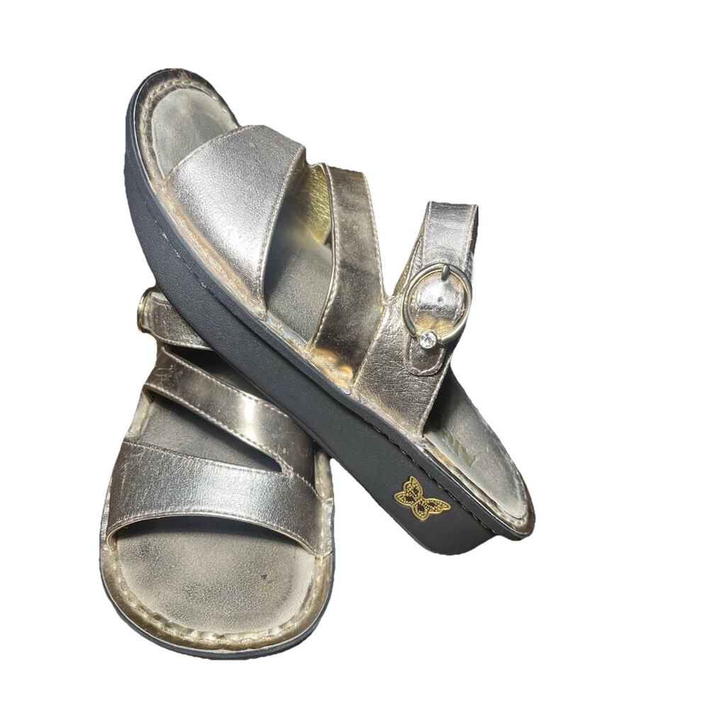 Alegria Colette Sandals Rose Mirror Gold Bling Comfy Leather Slides 7-7.5‎
